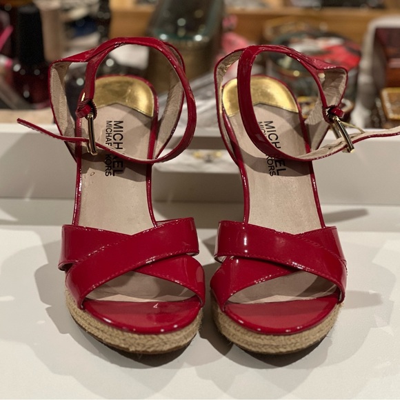 MICHAEL by Michael Kors Red Patent Leather Wedges - Picture 6 of 7